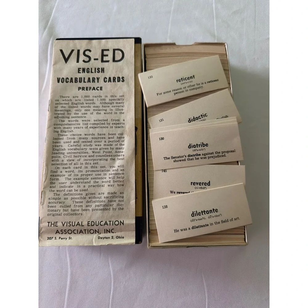 Vis-Ed English Vocabulary Cards Unisex OS Tan‎ Fair Vintage 1000 Card Set